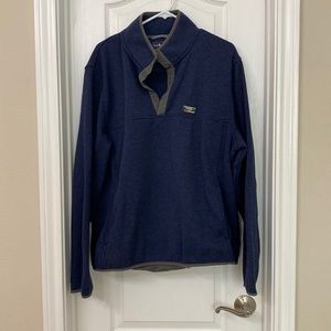 LLBean Men’s XL slightly fit 1/4 button fleece pullover. Hoodie pocket.